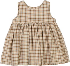 Wheat Pinafore wrinkles - Golden dove check